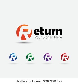 A logo for return with the letter r in the middle.