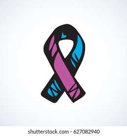 Logo of Rheumatism campaign, autoimmune disorder joints, Mixed Connective Tissue Disease. Abstract line issue concept. Hand drawn doodle graphic emblem isolated on white