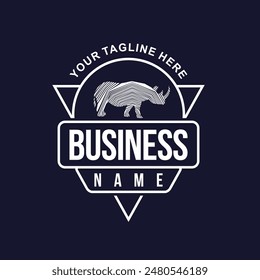 Logo with Rhino animal silhouette icon