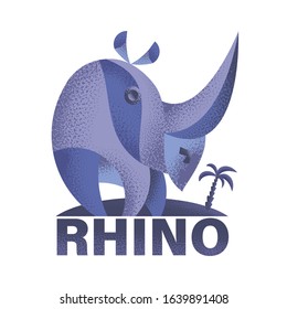 logo with Rhino and palm tree