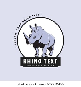 Logo with a rhinoceros on a blue background for your work from the designer's exclusive collection