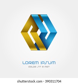 Logo ribbon, Business abstract vector design template, Hi tech looped infinity logotype, Vector Eps 10