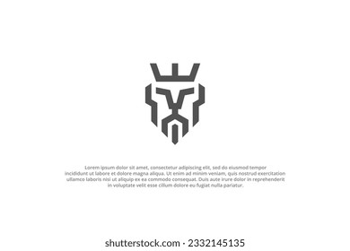 logo rigid lion minimal abstract king crown