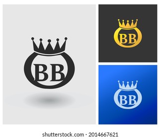 Logo ring with crown letter BB monogram jewelry company logo