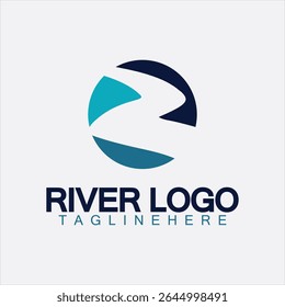 Logo of river, creek, river bank and water flow.