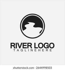 Logo of river, creek, river bank and water flow.