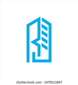 logo rj initial building icon
