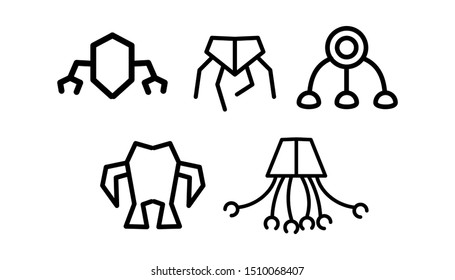 Logo robot minimal vector icon or button in thin line style. eps 10