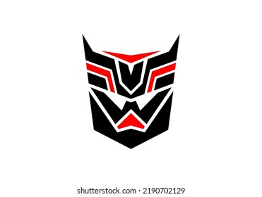 Logo Robot Vector Head Transformer Blak Red Vector svg