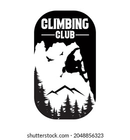 Logo Rock Climbing, wild adventure, vector illustration