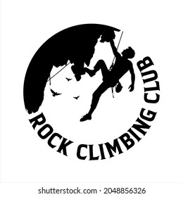 Logo Rock Climbing, wild adventure, vector illustration