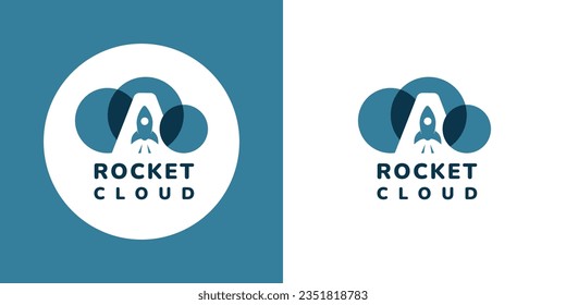 Logo rocket clouds minimalism letter a