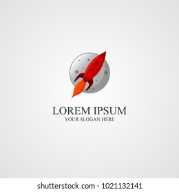 logo rocket and moon vector 