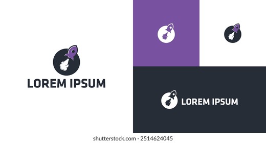 Logotipo de um foguete decolando no espaço