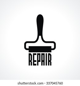 logo with roller for painting. Vector logo. Label design. Vector Illustration.