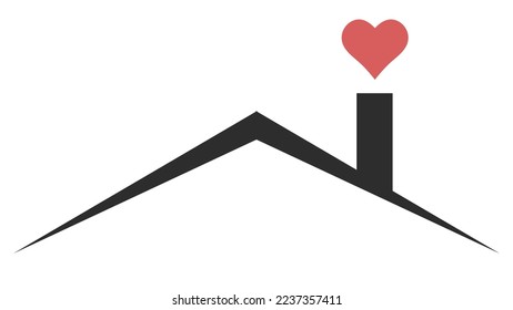 Logo roof warm house family home heart roof chimney love 