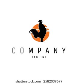 logo of a rooster crowing in the morning. isolated with side view standing upright. best for animal industry, logo, badge, emblem, icon, sticker design. available in eps 10