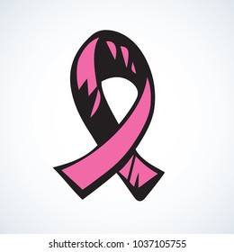 Logo rose color loop symbolic concept self-exploration chest or gynecological tumor diagnosis. Global world fund trophy cross bow tape lapel magnet medal label. Hand drawn doodle healthcare emblem