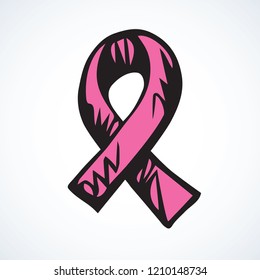 Logo rose color loop symbolic concept self-exploration chest or gynecological tumor diagnosis. Global world fund trophy cross bow tape lapel magnet medal label. Hand drawn doodle healthcare emblem