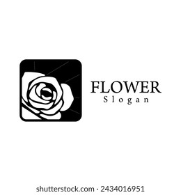 Logo Flor de rosa simple elegante