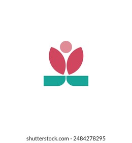 Logo rosa rosa con hoja y fondo en blanco
