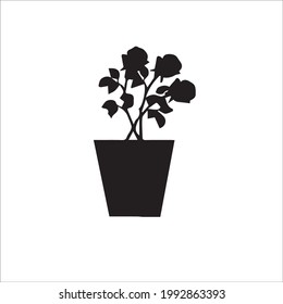 Logo de una rosa en un jarrón. Vector. silueta