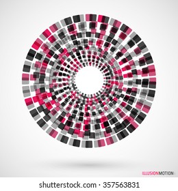 Logo with rotating cubes. Abstract spin square. Logotype rotation cube for corporate identity. Design element template. Vector illustration.