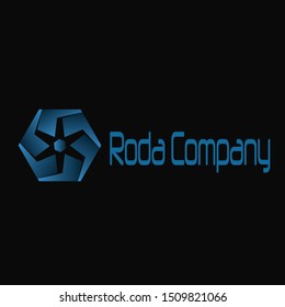 logo with a rotating polygon shape