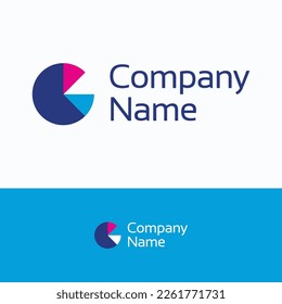 Сompany logo. Round chart segment information logo template. Big data statistics globe sign.
