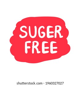 Logo, round colorfull eco label with text - sugar free. Vector illustration in flat style isolated on white.