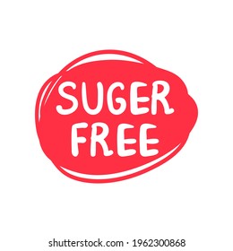 Logo, round colorfull eco label with text - sugar free. Vector illustration in flat style isolated on white.
