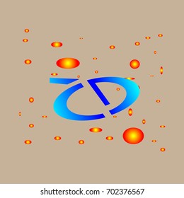 Logo round oblique tilt, initial letter Z and D in space