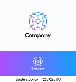 logotipo de С empresa. Plantilla de logotipo de chip de búsqueda de planetas redondas. El laberinto de grandes datos del mundo firma.