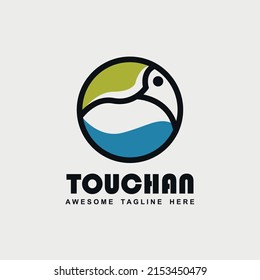 logo con forma redonda con la imagen de un pájaro toscano