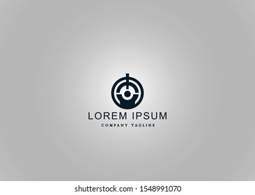
logo with a round shape and some ornaments inside