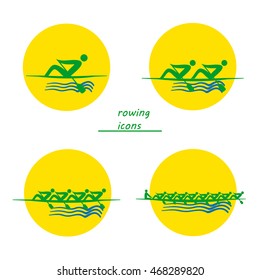 Logo rowing singles, twos, fours and rowing group