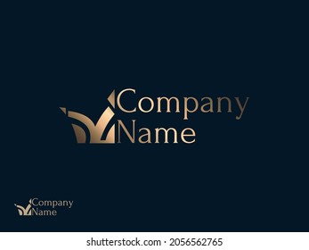 Logo with royal crown and place for text, template on dark background, isolated vector illustration