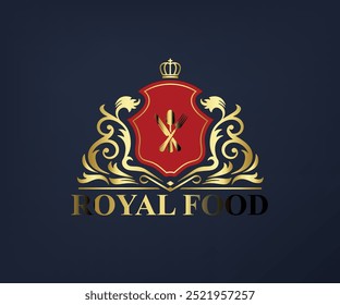 A logo for a royal luxury food restaurant should exude elegance and sophistication, capturing the essence of fine dining. Incorporating elements like a regal crown, ornate typography, or intricate pat