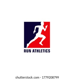 the logo of a runner athlete who struggles to run very fast in order to become the champion
