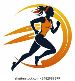 logo for runners with running woman