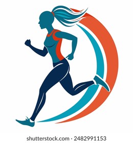 logo for runners with running woman