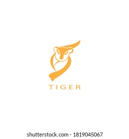  logo running tiger color illustration design vector