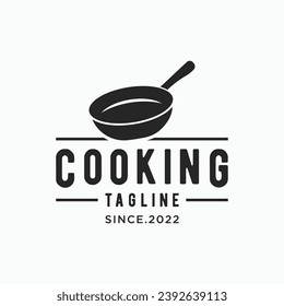 Logo for a rustic retro vintage cooking pot or frying pan. Logo for a restaurant.