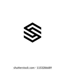 Logo S Abstract Geometric Black On Isolated White Background