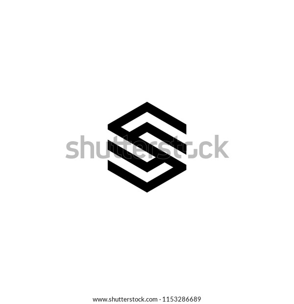 Logo S abstract geometric black on isolated\
white background