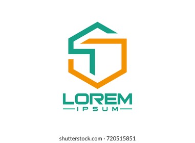 logo s and j hexagonal line