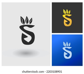 Logo S with leaf concept for company logo design