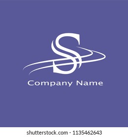 Logo S Letter. The modern element of the logo design template is isolated on a blue background. Vintage can be used for office, agency, brand, business cards, restaurant, boutique, hotel.