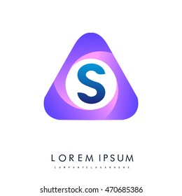 Logo S letter in the triangle shape, font icon, Vector design template elements for your application or company identity.