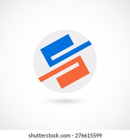 Logo S letter from two pieces. Isolated on white background. Vector illustration, eps 10.